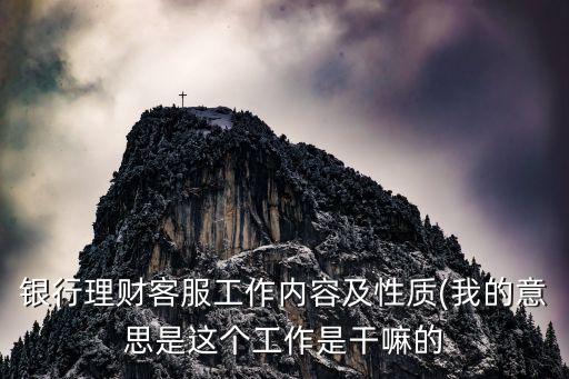 銀行理財客服工作內容及性質(我的意思是這個工作是干嘛的