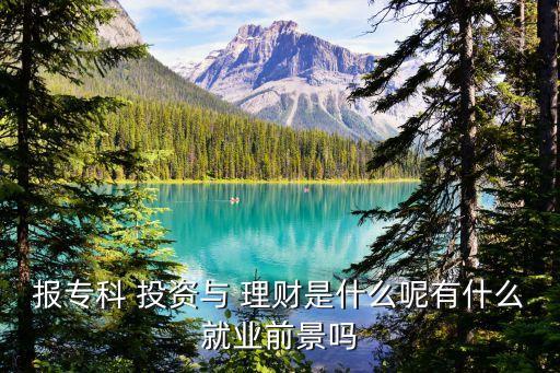 報(bào)?？?投資與 理財(cái)是什么呢有什么就業(yè)前景嗎