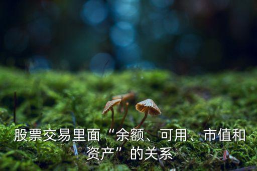  股票交易里面“余額、可用、市值和 資產(chǎn)”的關(guān)系