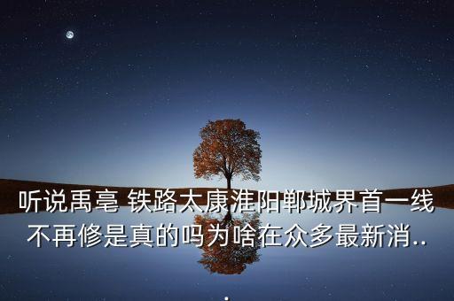 聽說(shuō)禹亳 鐵路太康淮陽(yáng)鄲城界首一線不再修是真的嗎為啥在眾多最新消...