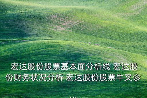  宏達(dá)股份股票基本面分析線 宏達(dá)股份財務(wù)狀況分析 宏達(dá)股份股票牛叉診...