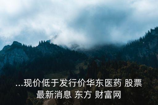 ...現價低于發(fā)行價華東醫(yī)藥 股票最新消息 東方 財富網