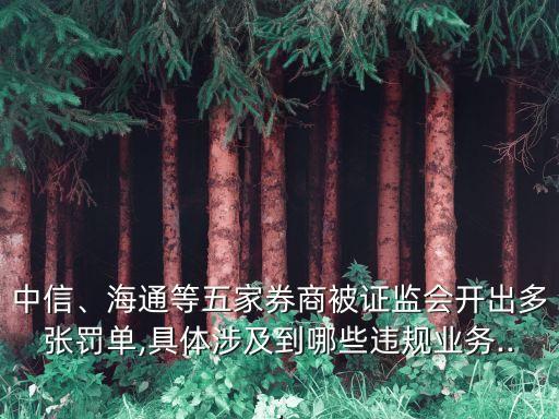 中信、海通等五家券商被證監(jiān)會(huì)開出多張罰單,具體涉及到哪些違規(guī)業(yè)務(wù)...