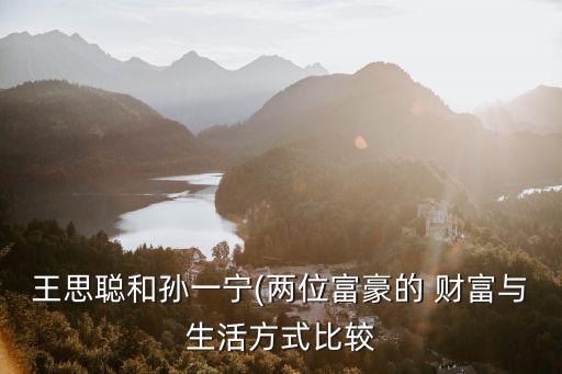 王思聰和孫一寧(兩位富豪的 財(cái)富與生活方式比較