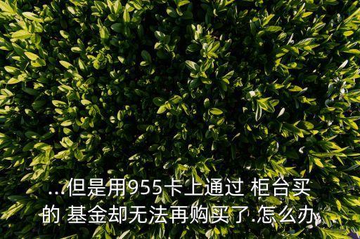 ...但是用955卡上通過(guò) 柜臺(tái)買的 基金卻無(wú)法再購(gòu)買了.怎么辦