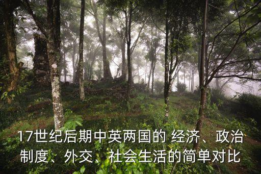 17世紀后期中英兩國的 經(jīng)濟、政治制度、外交、社會生活的簡單對比