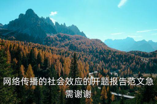 網(wǎng)絡傳播的社會效應的開題報告范文急需謝謝