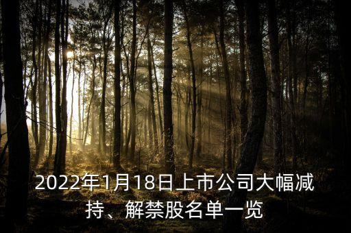 2022年1月18日上市公司大幅減持、解禁股名單一覽