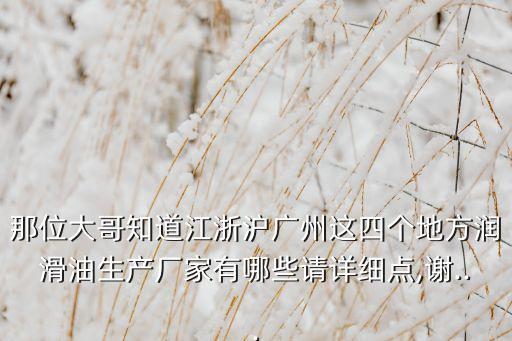 那位大哥知道江浙滬廣州這四個地方潤滑油生產(chǎn)廠家有哪些請詳細(xì)點,謝...