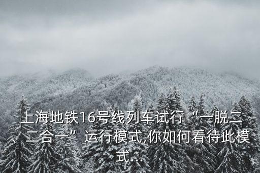  上海地鐵16號(hào)線列車(chē)試行“一脫二、二合一”運(yùn)行模式,你如何看待此模式...