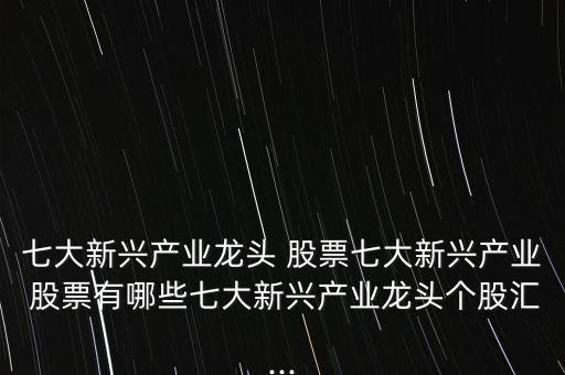 七大新興產業(yè)龍頭 股票七大新興產業(yè) 股票有哪些七大新興產業(yè)龍頭個股匯...
