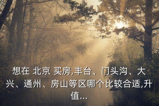 想在 北京 買房,豐臺、門頭溝、大興、通州、房山等區(qū)哪個比較合適,升值...