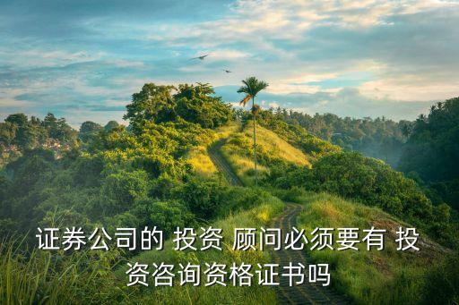 證券公司的 投資 顧問(wèn)必須要有 投資咨詢(xún)資格證書(shū)嗎