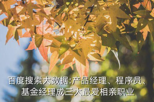 百度搜索大數(shù)據(jù):產(chǎn)品經(jīng)理、程序員、 基金經(jīng)理成三大最愛相親職業(yè)