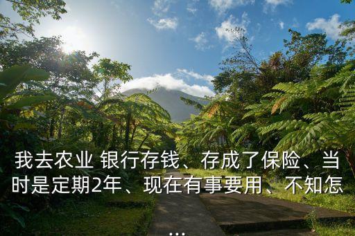 我去農業(yè) 銀行存錢、存成了保險、當時是定期2年、現(xiàn)在有事要用、不知怎...