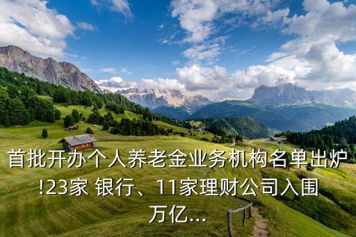首批開辦個(gè)人養(yǎng)老金業(yè)務(wù)機(jī)構(gòu)名單出爐!23家 銀行、11家理財(cái)公司入圍萬億...