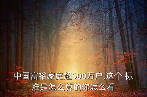 中國富裕家庭超500萬戶,這個 標(biāo)準(zhǔn)是怎么算的你怎么看