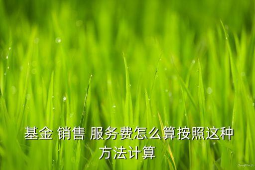  基金 銷售 服務(wù)費(fèi)怎么算按照這種方法計算