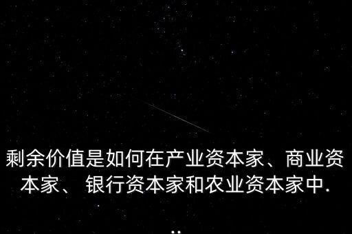 剩余價值是如何在產業(yè)資本家、商業(yè)資本家、 銀行資本家和農業(yè)資本家中...