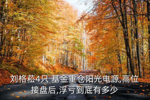 劉格菘4只 基金重倉(cāng)陽光電源,高位接盤后,浮虧到底有多少