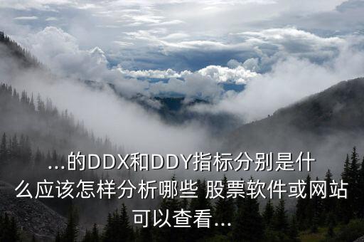 ...的DDX和DDY指標分別是什么應該怎樣分析哪些 股票軟件或網(wǎng)站可以查看...