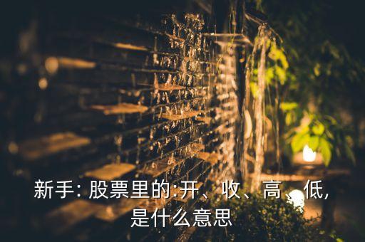 新手: 股票里的:開(kāi)、收、高、低,是什么意思