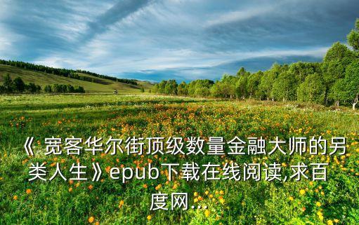 《 寬客華爾街頂級(jí)數(shù)量金融大師的另類(lèi)人生》epub下載在線閱讀,求百度網(wǎng)...